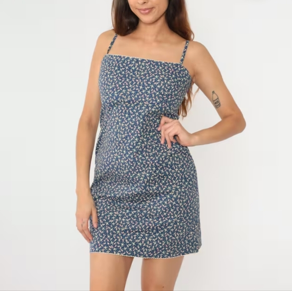 RALPH Ralph Lauren Sun Dress Y2K Mini Vintage Cotton Shift Dress Size 0 - Picture 1 of 12